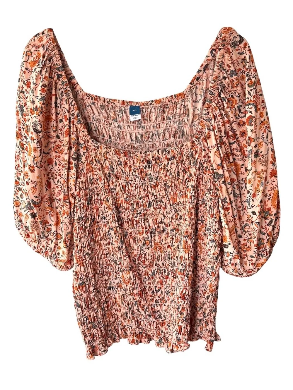 Old Navy Fitted Puff Sleeve Smocked Top